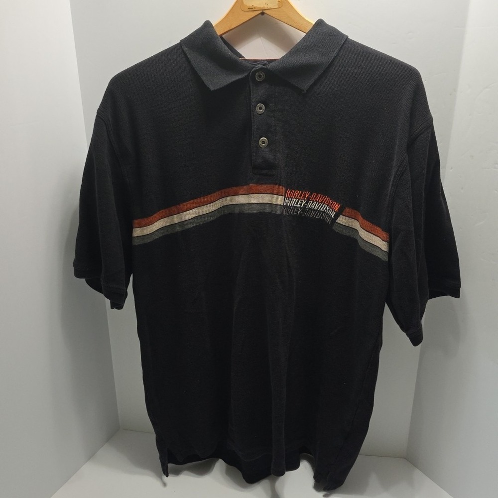 Harley Davidson Mens Black Polo Shirt Sz L Moyer Clothes Hog